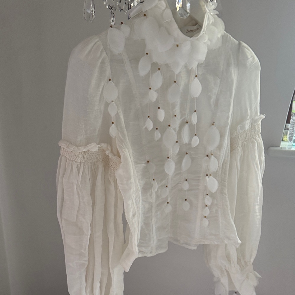 Zimmermann White Blouse with Leaf Details